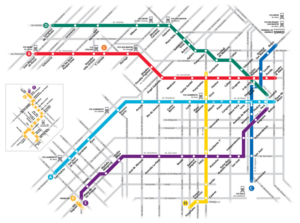Buenos Aires subway map.