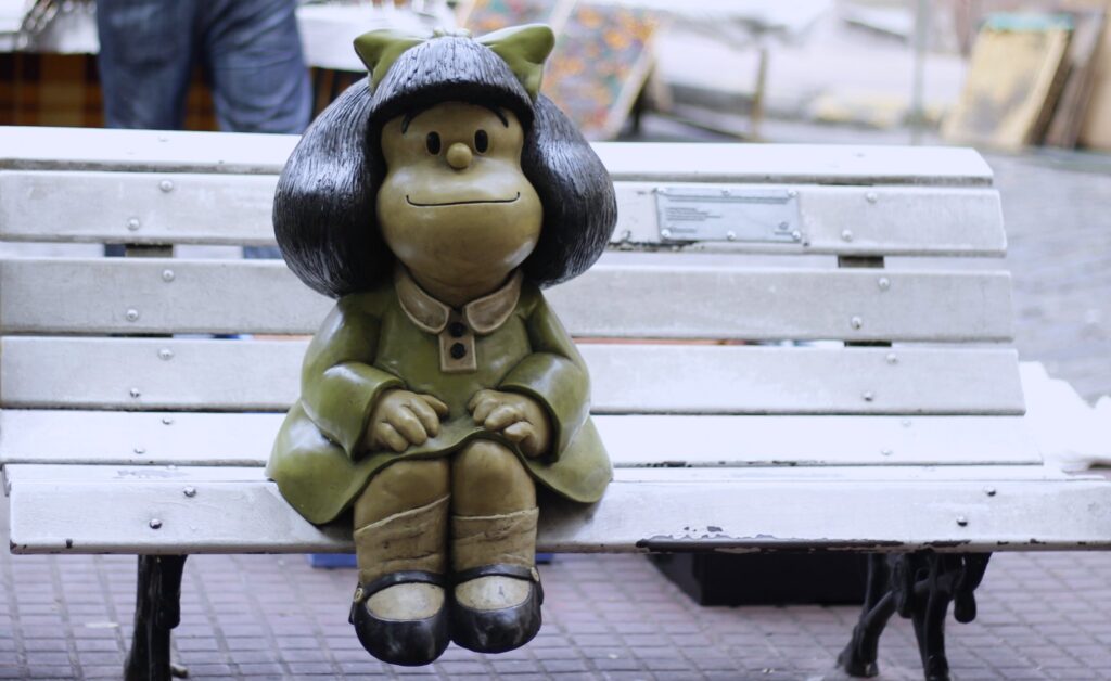 Mafalda sculpture in San Telmo, Buenos Aires.