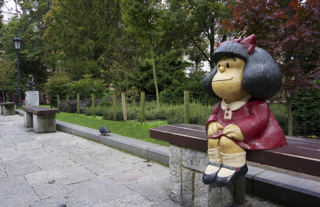 Mafalda sculpture in Oviedo, Spain.