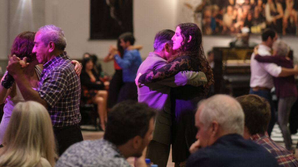 People dancing tango in Buenos Aires.