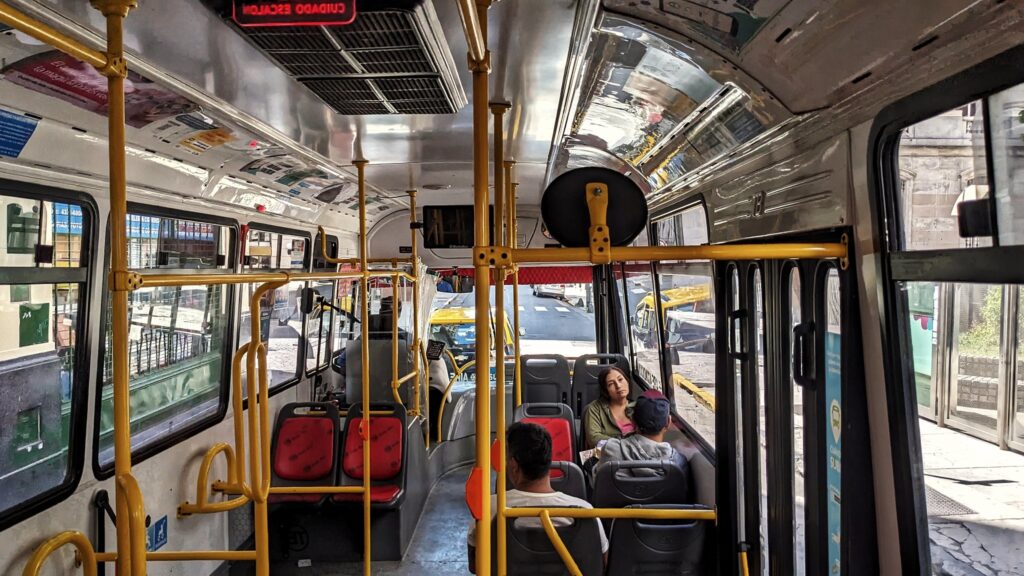 The inside of a bus in Buenos Aires.